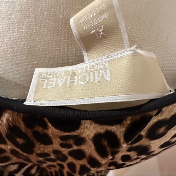 Michael Kors Cheetah Print Matte Jersey Flounce Sleeve A-Line Dress SZ XL - Picture 8 of 8